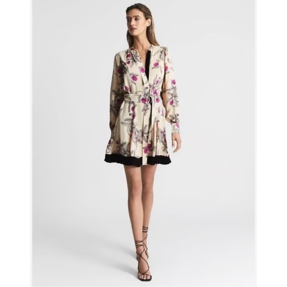 Reiss Zoe Floral Print Mini Dress with Pockets Size 4 - Picture 2 of 7